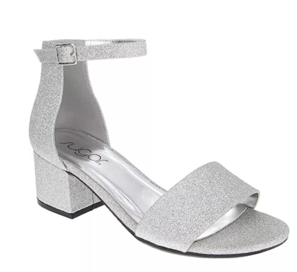 SUGAR Womens NEW Silver Metalic Noelle Block Heel Sandals Shoes / Size 9.5